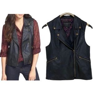 160. Sanctuary Black Rebel Moto Vegan Leather Vest Preloved EUC